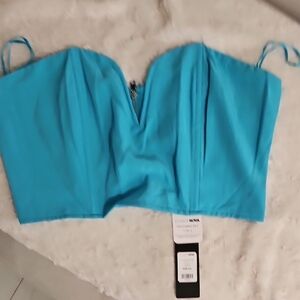 Blue Strapless Top XS